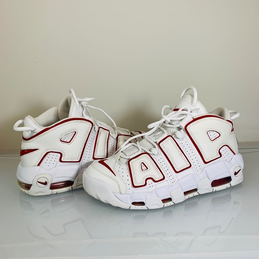 Nike Air More Uptempo 96 Mens White Varsity Red Sneakers Size 7.5 Athletic Sport